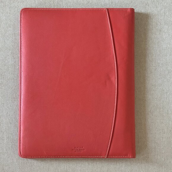 Padfolio Red Orange Buxton Leather Folder with Legal Pad and Pockets - Picture 3 of 5